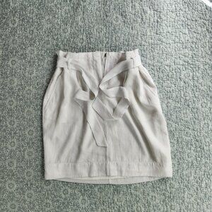 Kenneth Cole New York White Paper Bag Skirt with Front Tie, Size Small